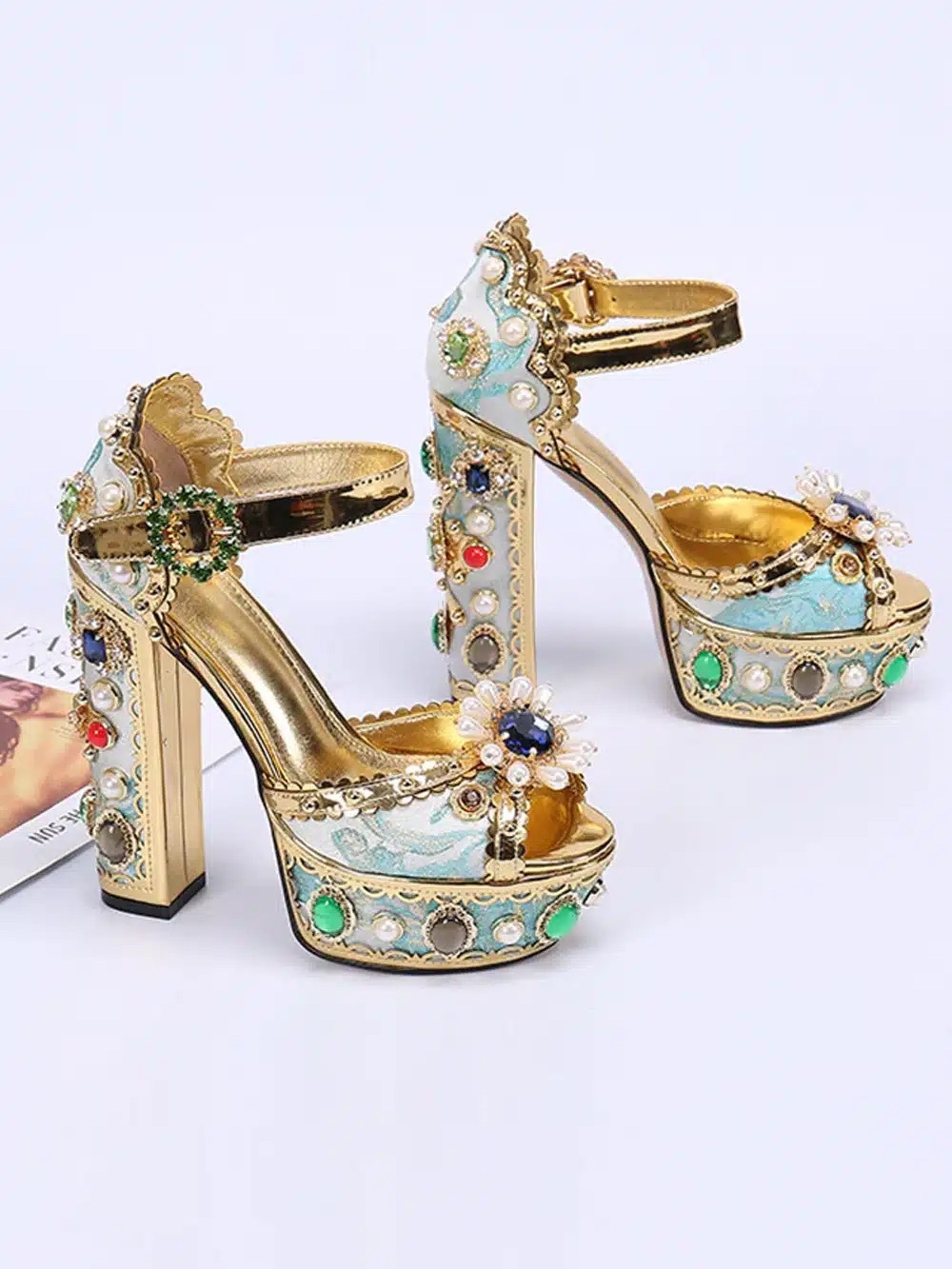 Zcrave PALAIS RHINESTONE-EMBELLISHED BLOCK-HEELS NWOT